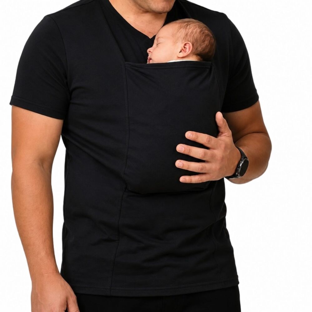 LIOR Black Kangaroo Pouch V Neck Shirt Mens XL